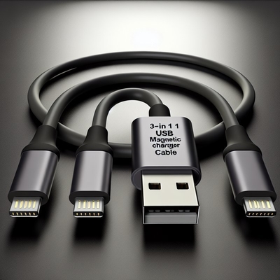 Cable USB magnético 3 en 1 trenzado de nailon Micro Tipo C 8 pines