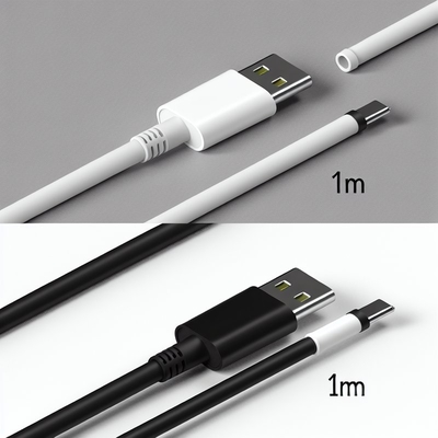 Cable de carga rápida USB A a Tipo C 1m Negro Blanco