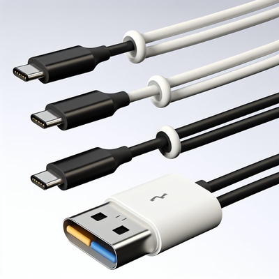 Cable de carga rápida USB A a Tipo C 1m Negro Blanco