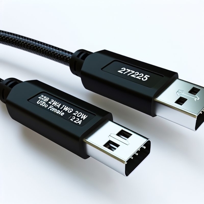 Cable de datos USB 2.0 28AWG 1PR 20AWG 2C Macho a Hembra 2A