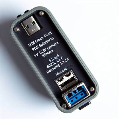 Divisor POE de 48V a 12V IEEE802.3af con RJ45 y cable DC