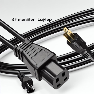 NEMA5-15P a C13 Cordón de alimentación AC 1.8m Negro Blanco 7A-15A
