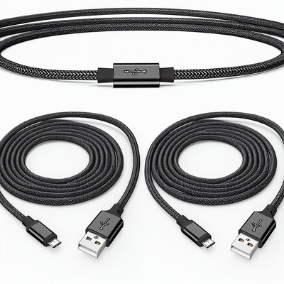 Cable USB 2.0 negro a Micro USB 1m 1.5m Carga de transferencia de datos