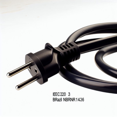 Cable de alimentación de 3 pines 3x0.75mm² IEC320 C5 NBR14136 Brasil 1.8M Negro