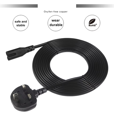 UK to C7 Power Cord with 13A Fuse 1.8m for PS4 PS5 TVs