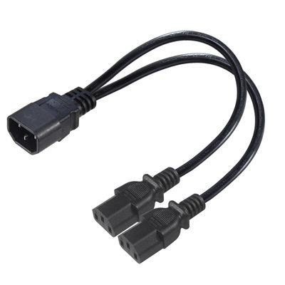 Cable divisor de corriente C14 a doble C13 16AWG 10A 250V en ángulo recto