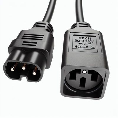 IEC C14 a Schuko Cable de adaptador de alimentación femenino 10A 250V H05VV-F 3G