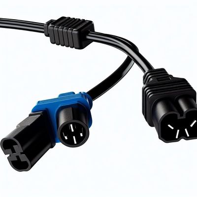 Cable divisor de corriente C14 a doble C13 16AWG 10A 250V en ángulo recto