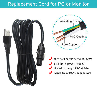 Cable de alimentación NEMA 5-15P a PowerCON TRUE1, 15A 125V para audio e iluminación