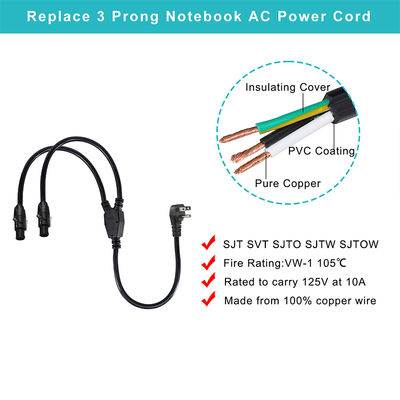 Cable divisor en Y de 14AWG NEMA 5-15P a Dual PowerCON