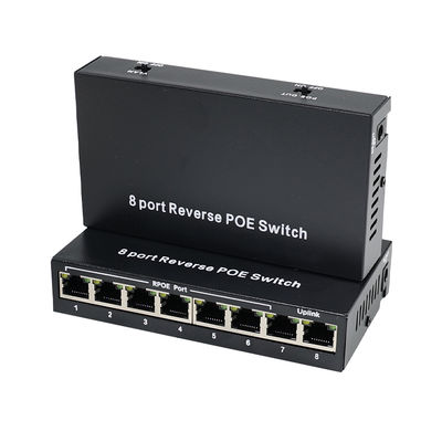 Switch PoE inverso de 8 puertos con salida de 12 V CC para cámaras IP