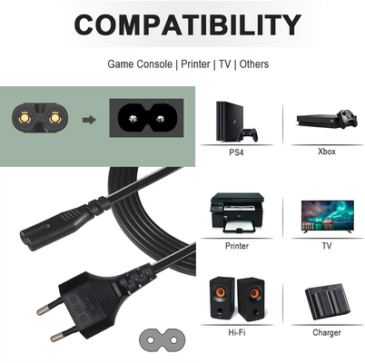 Cable de alimentación EU de 2 pines a C7 2.5A 250V para electrónica