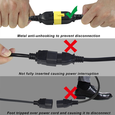 Cable de alimentación IEC C20 a C19 14 AWG 250V 16A PVC negro