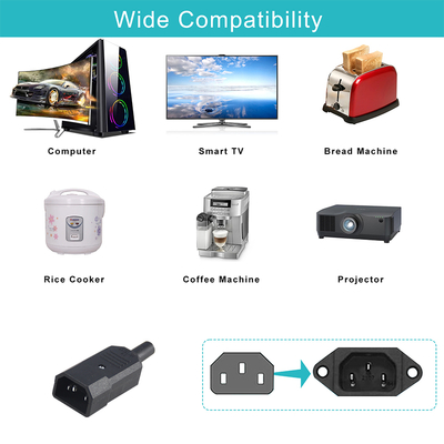 C14 a C5 adaptador de alimentación ABS negro convertidor de enchufe