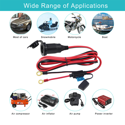 12V 24V Automotive Cigarette Lighter Socket to Tinned Wire with Fuse