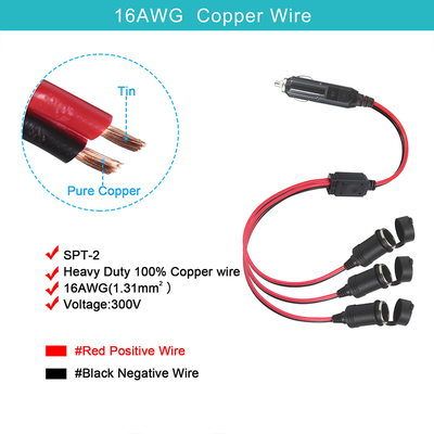 12V 1-to-3 Car Cigarette Lighter Splitter with 10A Fuse