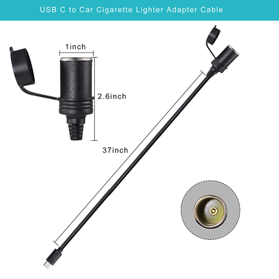 Enchufe para encendedor de cigarrillos de automóviles de 12V a adaptador de alimentación USB-C Convertidor de toma de corriente continua con puerto tipo-C para teléfono tableta GPS Dash Cam