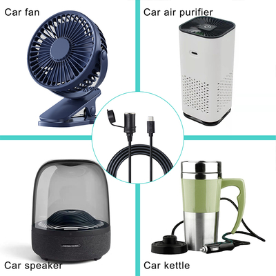Enchufe para encendedor de cigarrillos de automóviles de 12V a adaptador de alimentación USB-C Convertidor de toma de corriente continua con puerto tipo-C para teléfono tableta GPS Dash Cam