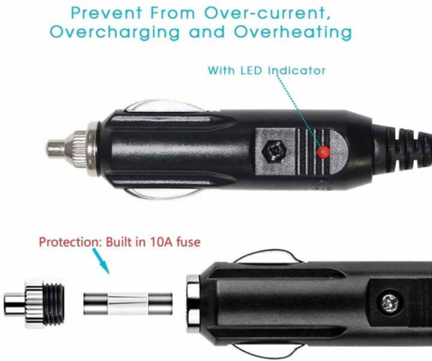 Enchufe de encendedor de cigarrillos de coche de 12V a cable de alimentación de diagnóstico con conector OBD2 y fusible para escáner automotriz, lector de códigos y ECU