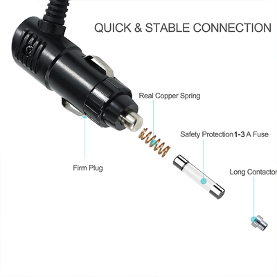 12V 3A Enchufe del encendedor de cigarrillos en ángulo al cable de alimentación de 2,1 mm DC