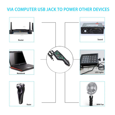 Adaptador de alimentación de automóviles de corriente continua Convertidor de 12V 24V a 5V 9V 12V Voltagem Paso a paso Regulador de paso a paso Cable para cámara de router portátil