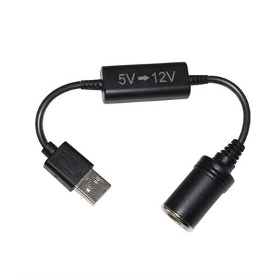 Adaptador USB de 5V a 12V Cable de conversión de paso con encendedor de cigarrillos Conector de conexión de refuerzo para DVR de automóviles GPS Router de cámara de ventilador LED