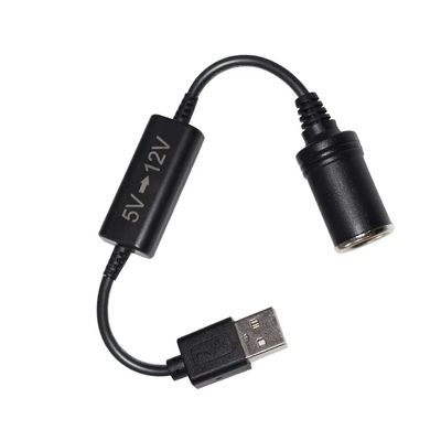 Adaptador USB de 5V a 12V Cable de conversión de paso con encendedor de cigarrillos Conector de conexión de refuerzo para DVR de automóviles GPS Router de cámara de ventilador LED