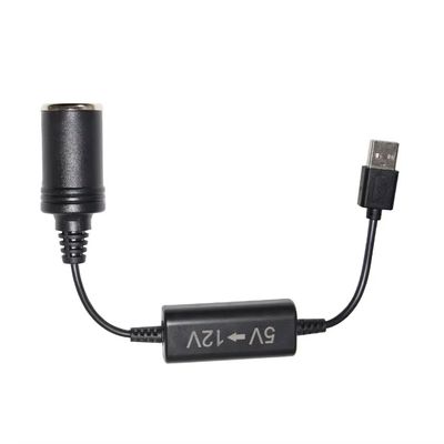 Adaptador USB de 5V a 12V Cable de conversión de paso con encendedor de cigarrillos Conector de conexión de refuerzo para DVR de automóviles GPS Router de cámara de ventilador LED
