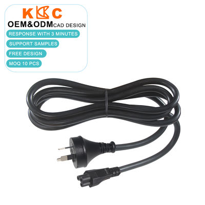 SAA Certificado 3 pines AU enchufe a IEC C5 Cordón de alimentación eléctrica 10A / 250V Cable de alimentación AC 1.8m Negro