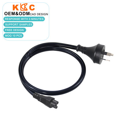 SAA Certificado 3 pines AU enchufe a IEC C5 Cordón de alimentación eléctrica 10A / 250V Cable de alimentación AC 1.8m Negro