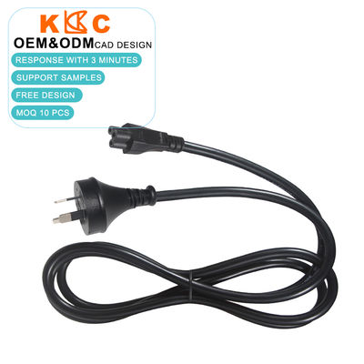 SAA Certificado 3 pines AU enchufe a IEC C5 Cordón de alimentación eléctrica 10A / 250V Cable de alimentación AC 1.8m Negro