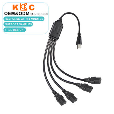 Cable divisor de alimentación NEMA 5-15P a 4 puertos IEC C13, cable de extensión de CA para servidores, computadoras, redes, equipos industriales