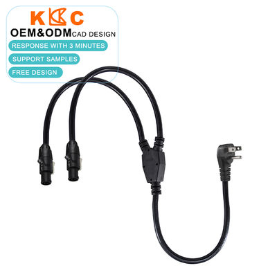 US Plug to Dual PowerCON Splitter Cable 2-Port AC Cord de extensión de energía para audio, iluminación, escenario y equipos profesionales