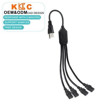 Cable divisor de alimentación NEMA 5-15P a 4 puertos IEC C13, cable de extensión de CA para servidores, computadoras, redes, equipos industriales