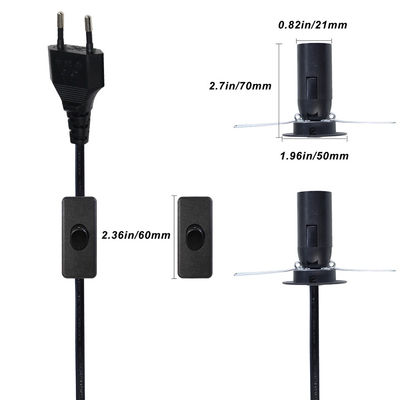 Cable de alimentación para lámpara de sal de 3 a 6 pies con porta lámpara E12 E14 E26 E27 y interruptor de encendido/apagado