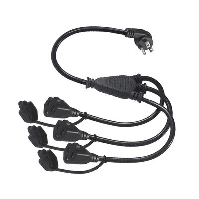 Cable de alimentación divisor en Y NEMA 5-15P a 3x5-15R, 3 pies, 16AWG, con cubierta de goma