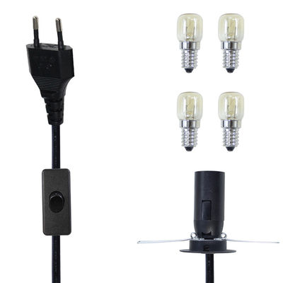 Cable eléctrico de toma de luz E12 negro EU 2 Pin Cordón de alimentación de la lámpara de sal con 303 interruptor de encendido/apagado