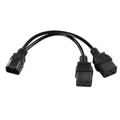 IEC 60320 Cables de transmisión de energía masculino a 2 x C19 femenino y C14 a doble C19 para el centro de datos del rack de servidores PDU