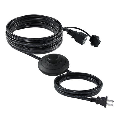 Cable de extensión de enchufe de EE. UU. NEMA 1-15P con interruptor de pedal - Cable de control de paso en línea para lámpara, luz de escritorio, uso doméstico