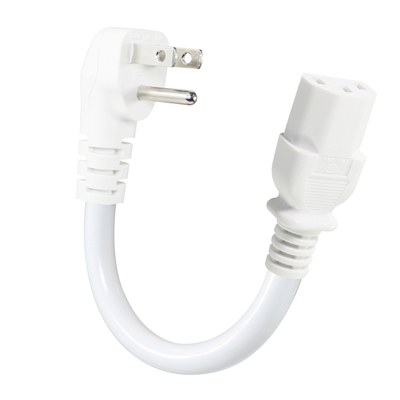 Ángulo recto NEMA 5-15P a C13 Cordón de alimentación US de 3 puntas enchufe a IEC C13 Cable CA para monitor, servidor, PDU, 10A 125V