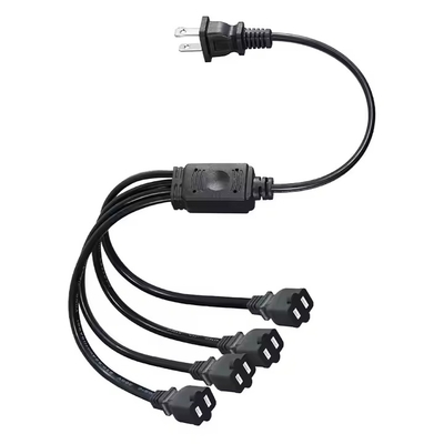 1-a-4 NEMA 1-15P Flat Plug Power Splitter - Ahorro de espacio 125V 15A Extensión de salida múltiple para el hogar / oficina