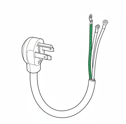 Cable de alimentación de 2 m con enchufe NEMA 14-50 de 3 polos, 6AWG 125/250V 50A a terminales de anillo #10 para estufas, cocinas y suministro de energía para vehículos recreativos (RV)